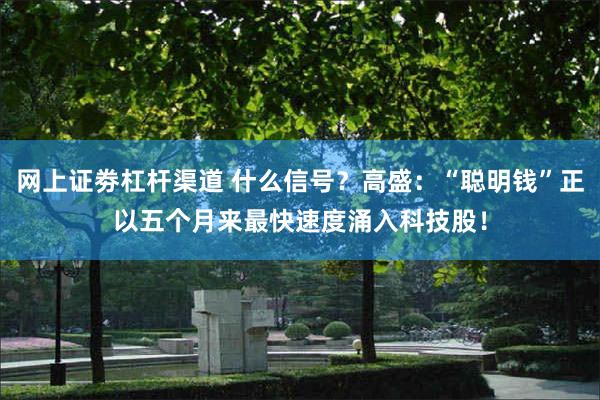 网上证劵杠杆渠道 什么信号？高盛：“聪明钱”正以五个月来最快速度涌入科技股！