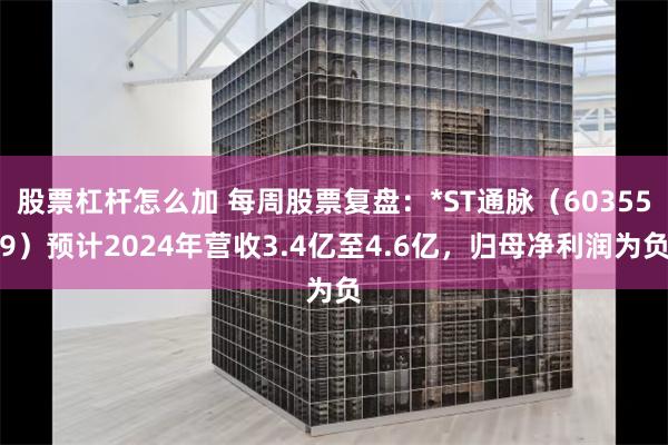 股票杠杆怎么加 每周股票复盘：*ST通脉（603559）预计2024年营收3.4亿至4.6亿，归母净利润为负