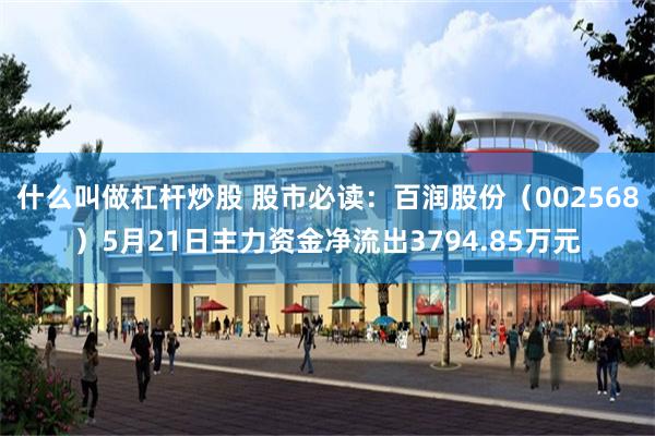 什么叫做杠杆炒股 股市必读：百润股份（002568）5月21日主力资金净流出3794.85万元